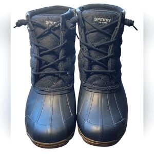 Sperry Duck Boots STS86441 Women's Size 8 Black Quilted Zip-up